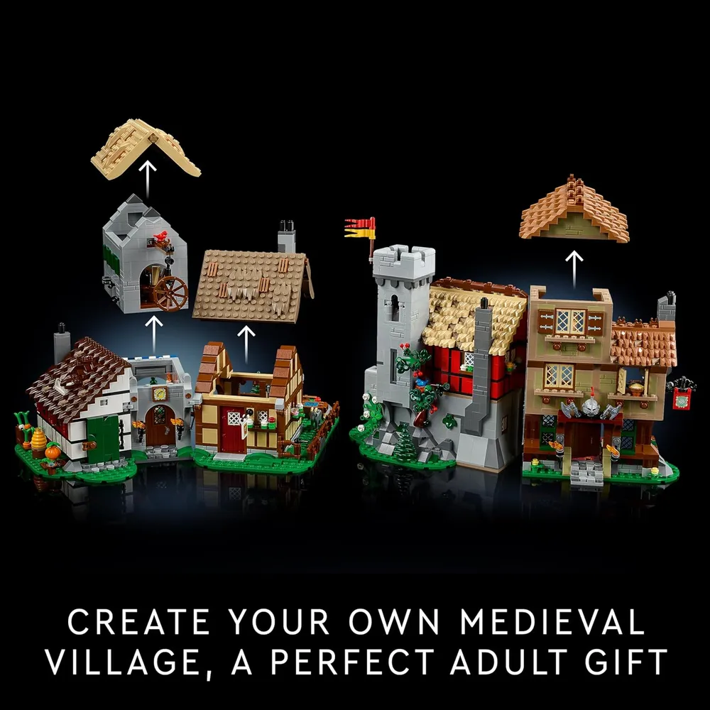 Lego Icons Plaza Ciudad Medieval para adultos con 8 minifiguras