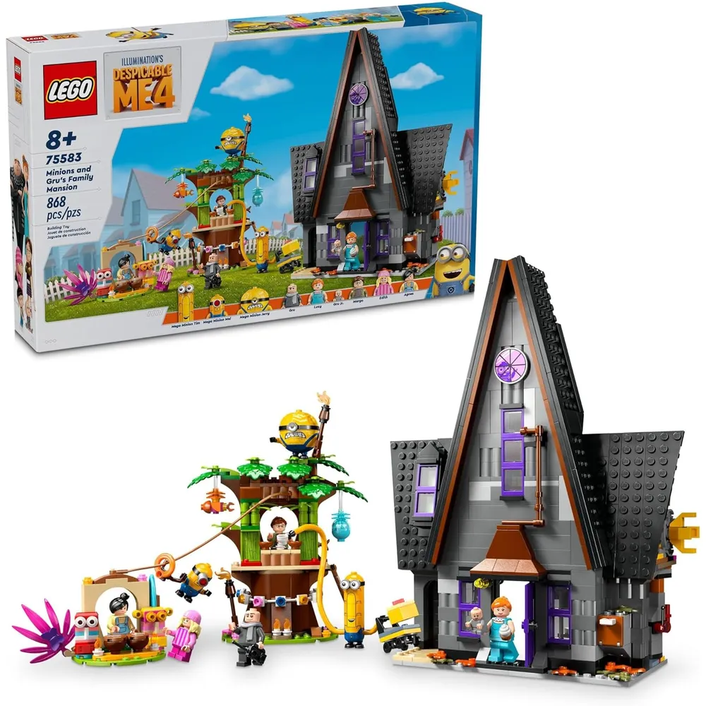Lego Gru 4 Minions y la mansión de la familia Gru, casa y árbol de los Minions