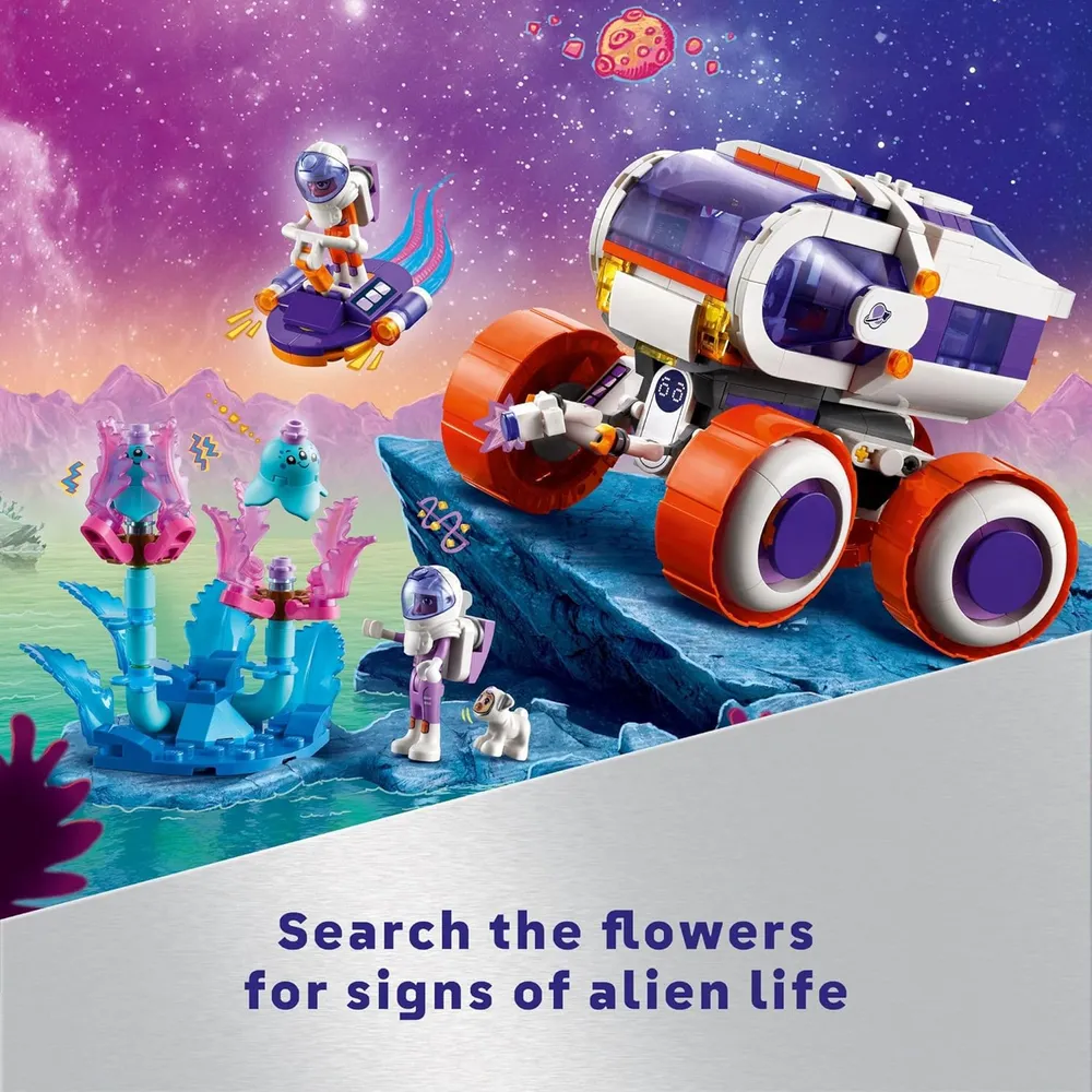 Lego Friends Rover de investigación espacial, incluye minimuñecas, perro y alienígenas