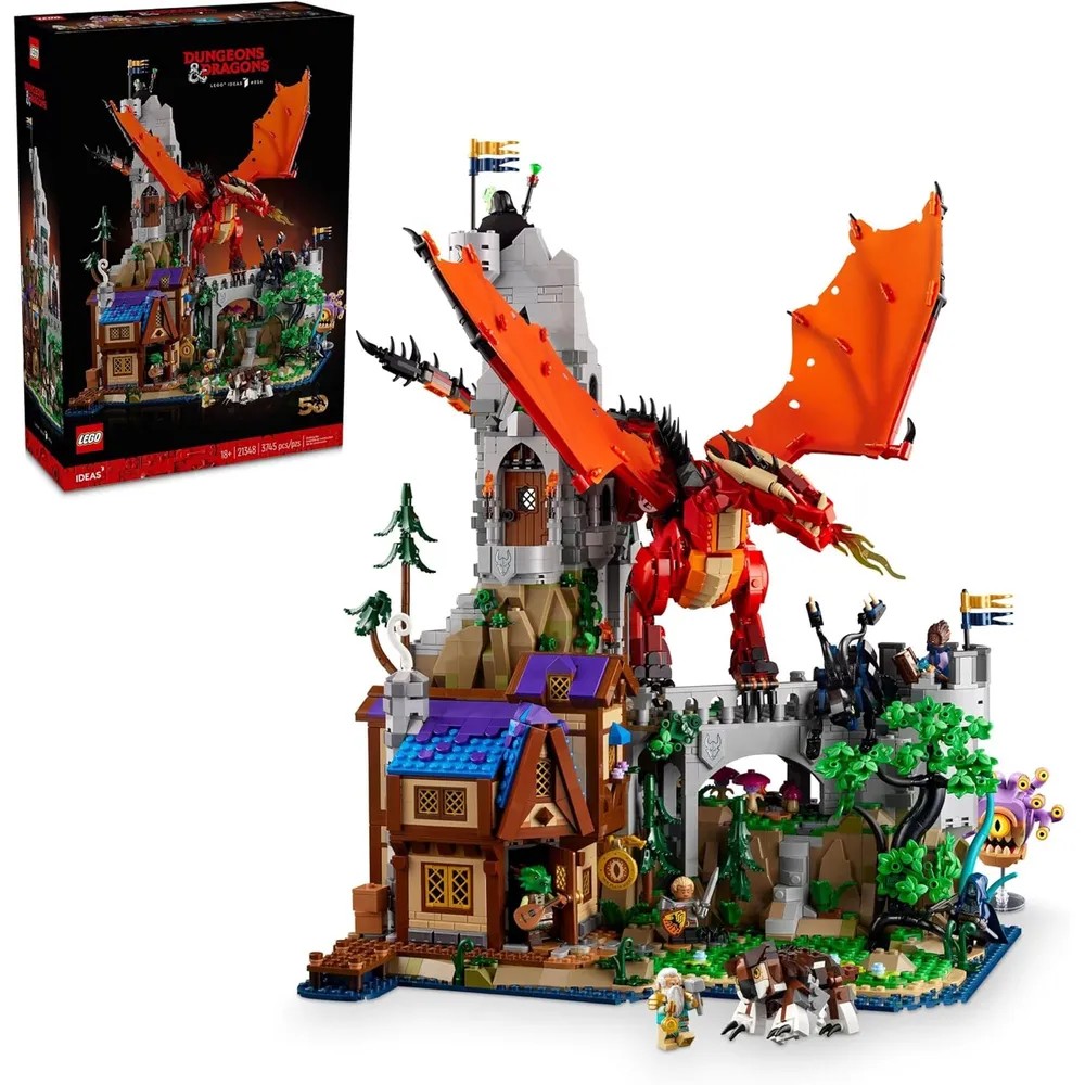 Lego Ideas Calabozos y Dragones, cuento del dragón rojo, set para adultos