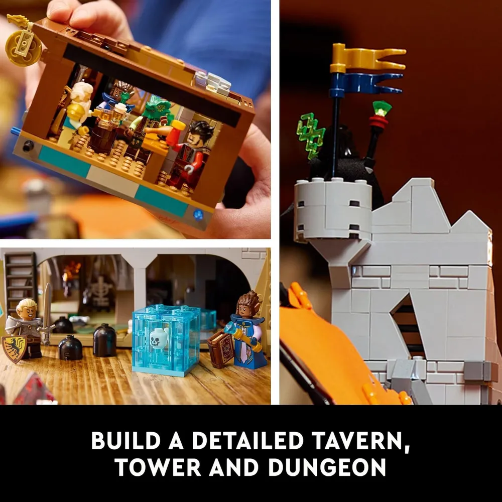 Lego Ideas Calabozos y Dragones, cuento del dragón rojo, set para adultos