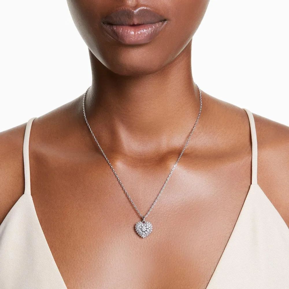 SWAROVSKI COLLAR PENDIENTE CORAZÓN IDYLLIA ACABADO RODIO PARA MUJER | PLATA