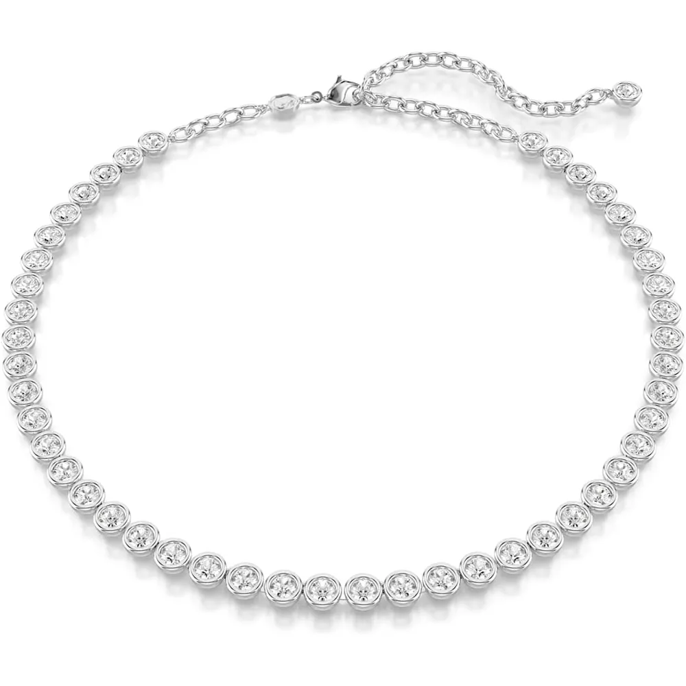 SWAROVSKI COLLAR TENNIS CRISTALES REDONDO IMBER ACABADO RODIO PARA MUJER | PLATEADO