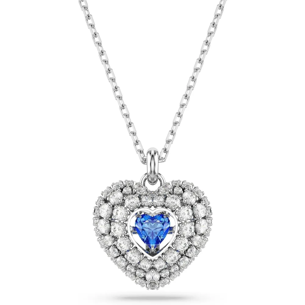 SWAROVSKI COLLAR PENDIENTE CORAZÓN IDYLLIA ACABADO RODIO PARA MUJER | AZUL
