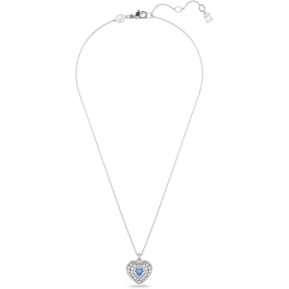 SWAROVSKI COLLAR PENDIENTE CORAZÓN IDYLLIA ACABADO RODIO PARA MUJER | AZUL