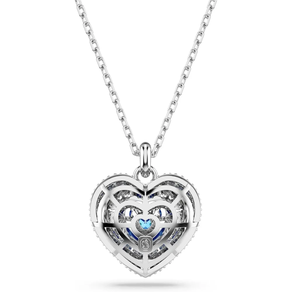 SWAROVSKI COLLAR PENDIENTE CORAZÓN IDYLLIA ACABADO RODIO PARA MUJER | AZUL