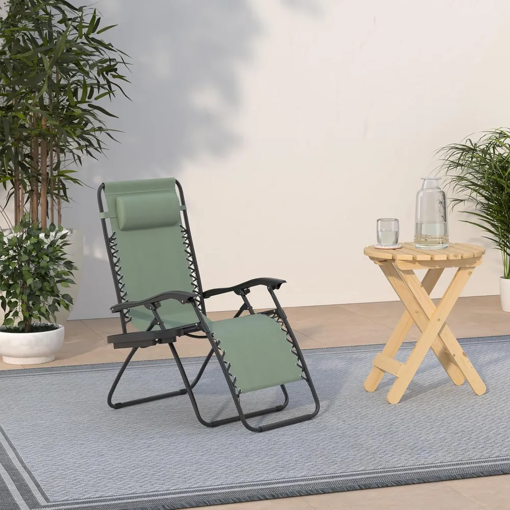 Juego de 2 sillones reclinables con portavasos Best Choice Products | Verde salvia