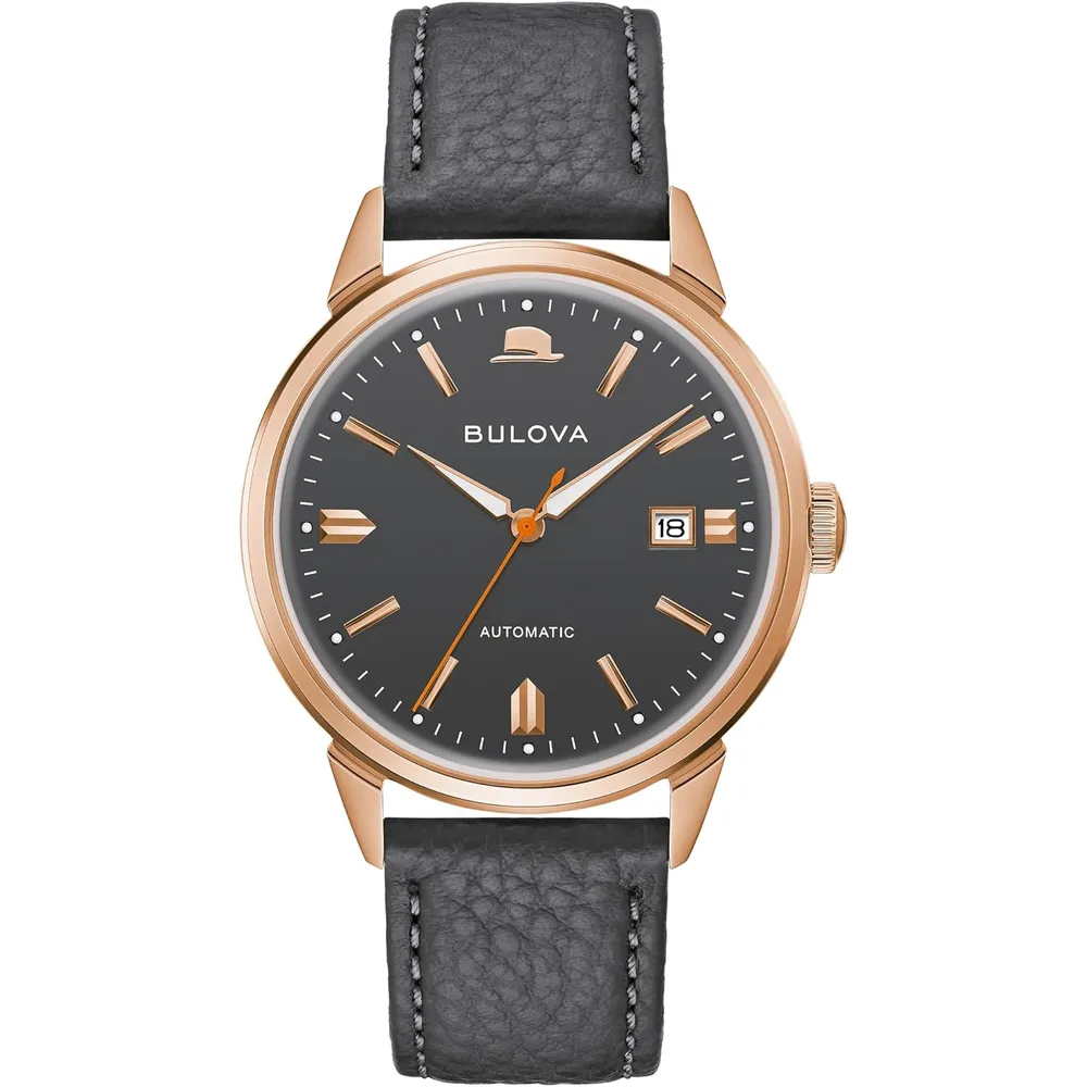 Bulova reloj Frank Sinatra hombre automático 3 agujas fecha correa | Gris