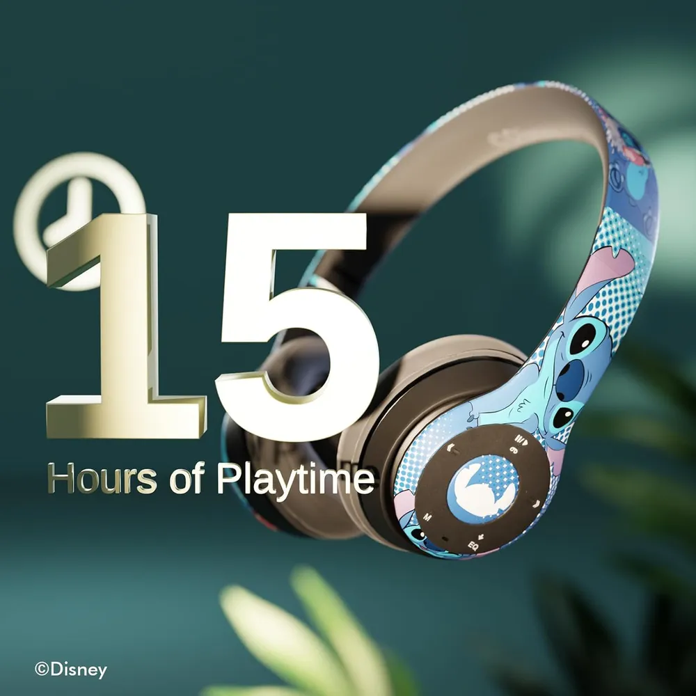 Disney | Auriculares plegables Bluetooth con micrófono y diseño de Stitch | Azul
