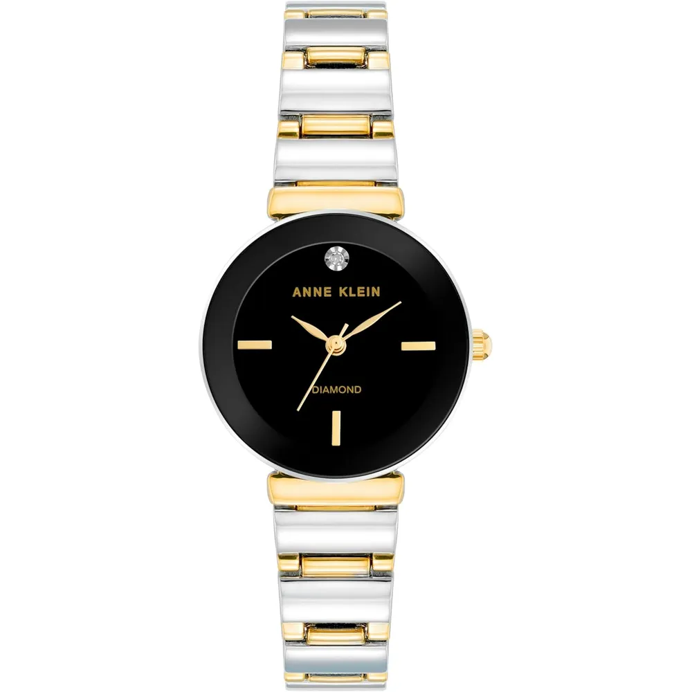 Anne Klein AK/2434EMGB reloj con diamante verdadero y pulsera para mujer | 28 mm - Plateado/Oro/Negro