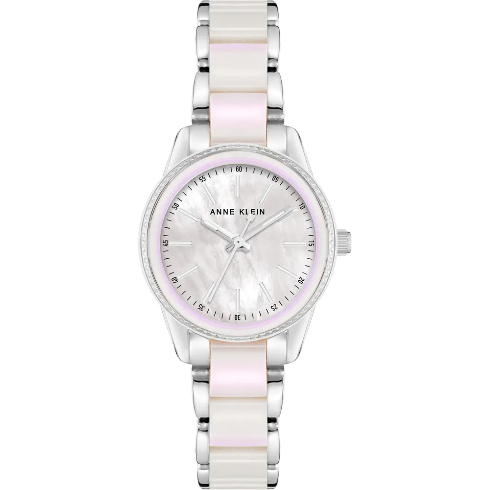 Anne klein AK/3212LPRG reloj de pulsera de resina | 30 mm - Plata/blanco iridiscente