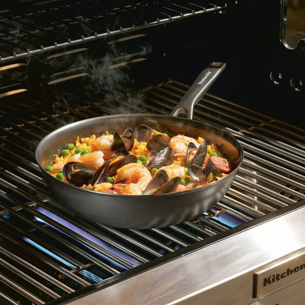 KitchenAid Nitro sartén para freír acero 10 in / 25 cm, mango inox | Negro
