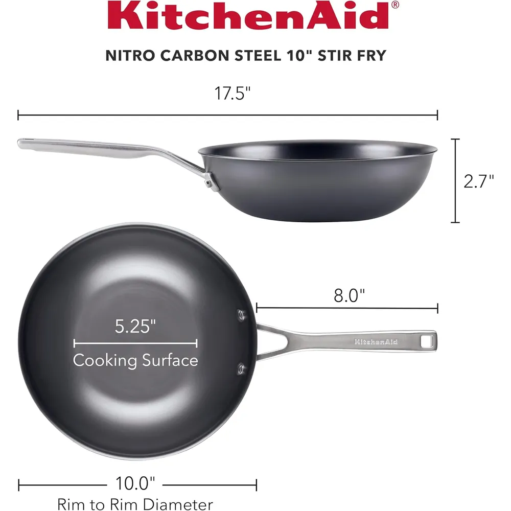 KitchenAid Nitro sartén para freír acero 10 in / 25 cm, mango inox | Negro
