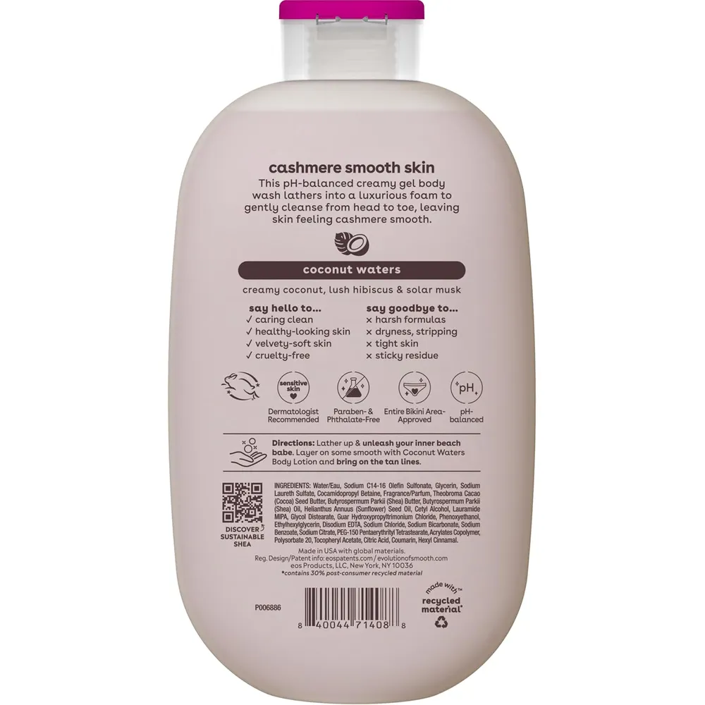 EOS Shea Better Cashmere gel de baño Coconut Waters | 16 oz / 473 ml