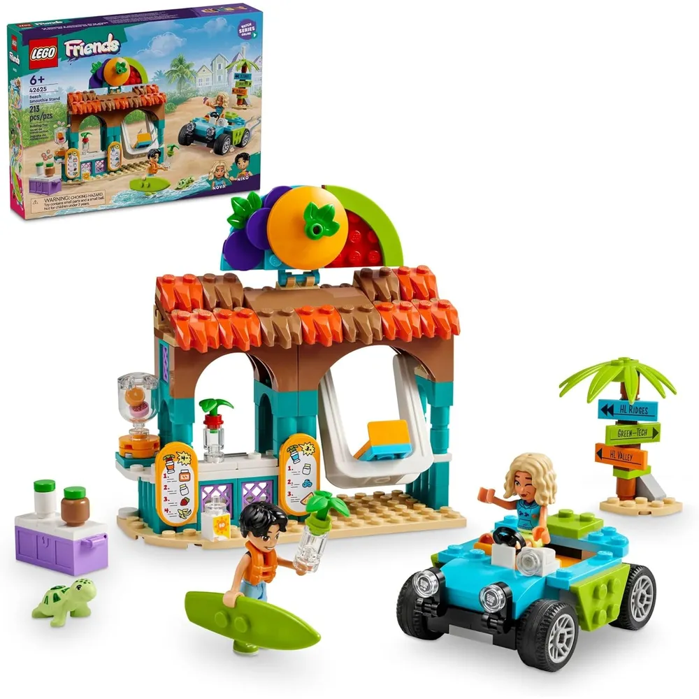 Lego Friends Puesto de batidos de playa, incluye mini muñecas, tortuga y accesorios
