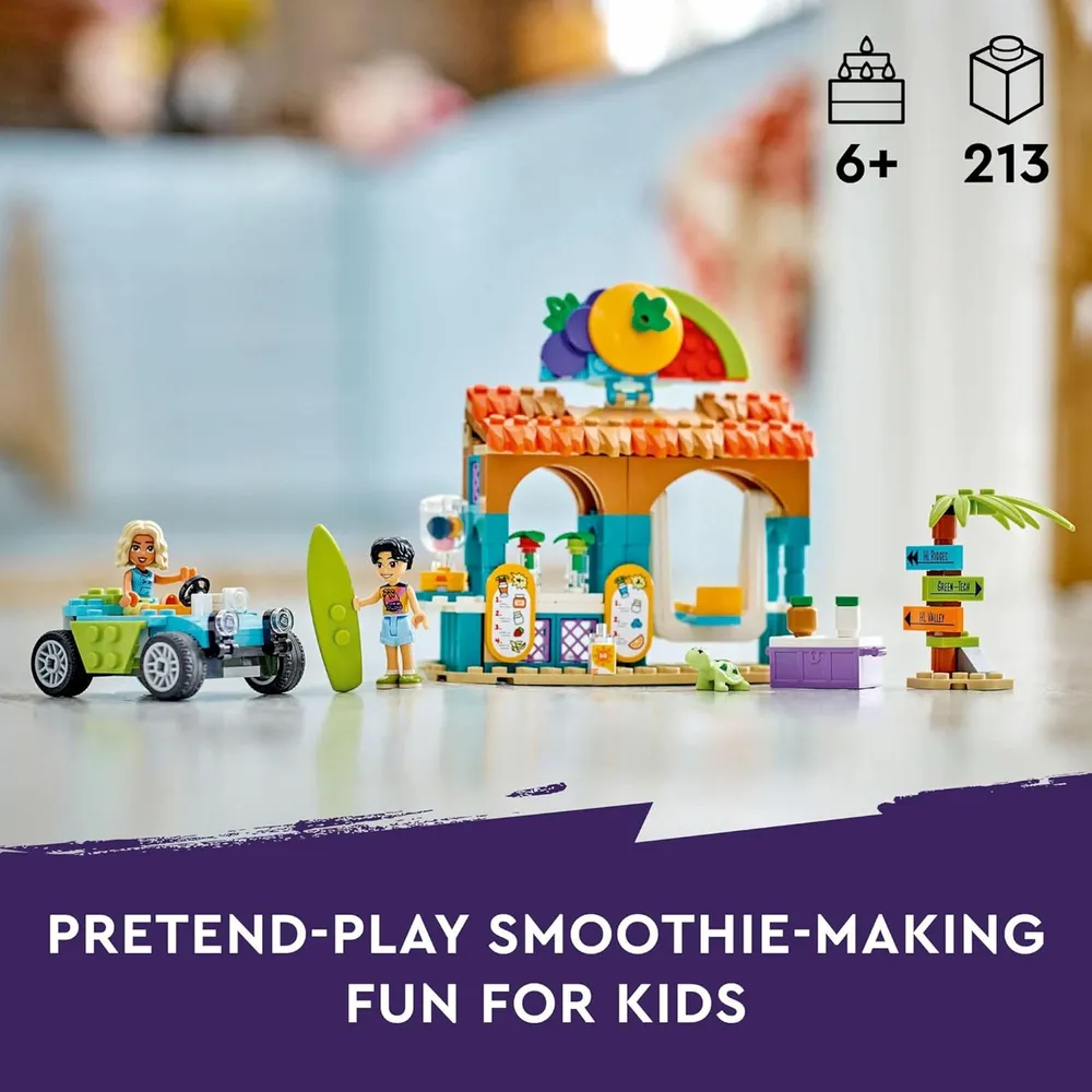 Lego Friends Puesto de batidos de playa, incluye mini muñecas, tortuga y accesorios
