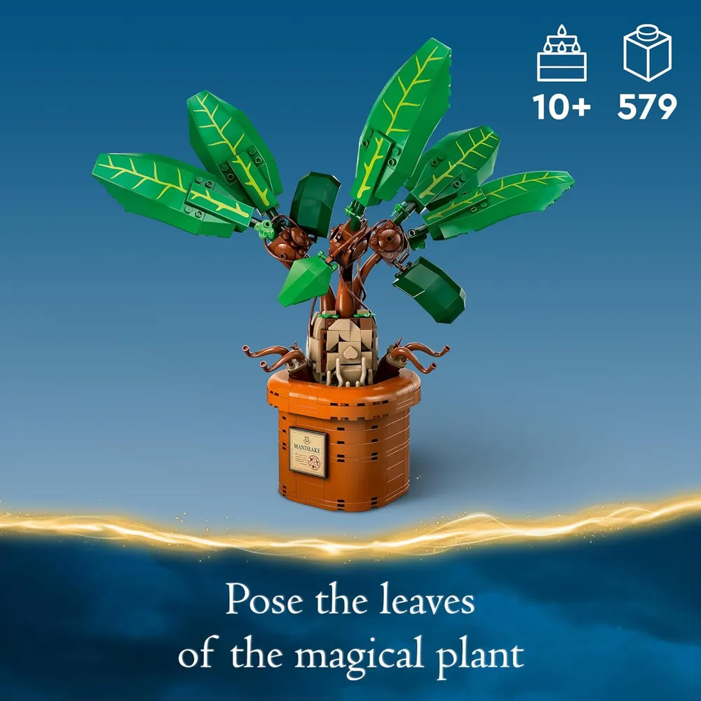 Lego Harry Potter, mandrágora y maceta, set de criatura mágica coleccionable
