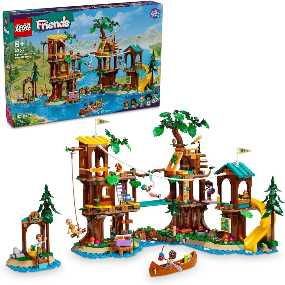 Lego Friends Casa del Árbol, Campamento de Aventuras, incluye mini muñecas y animales