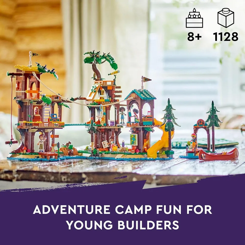 Lego Friends Casa del Árbol, Campamento de Aventuras, incluye mini muñecas y animales