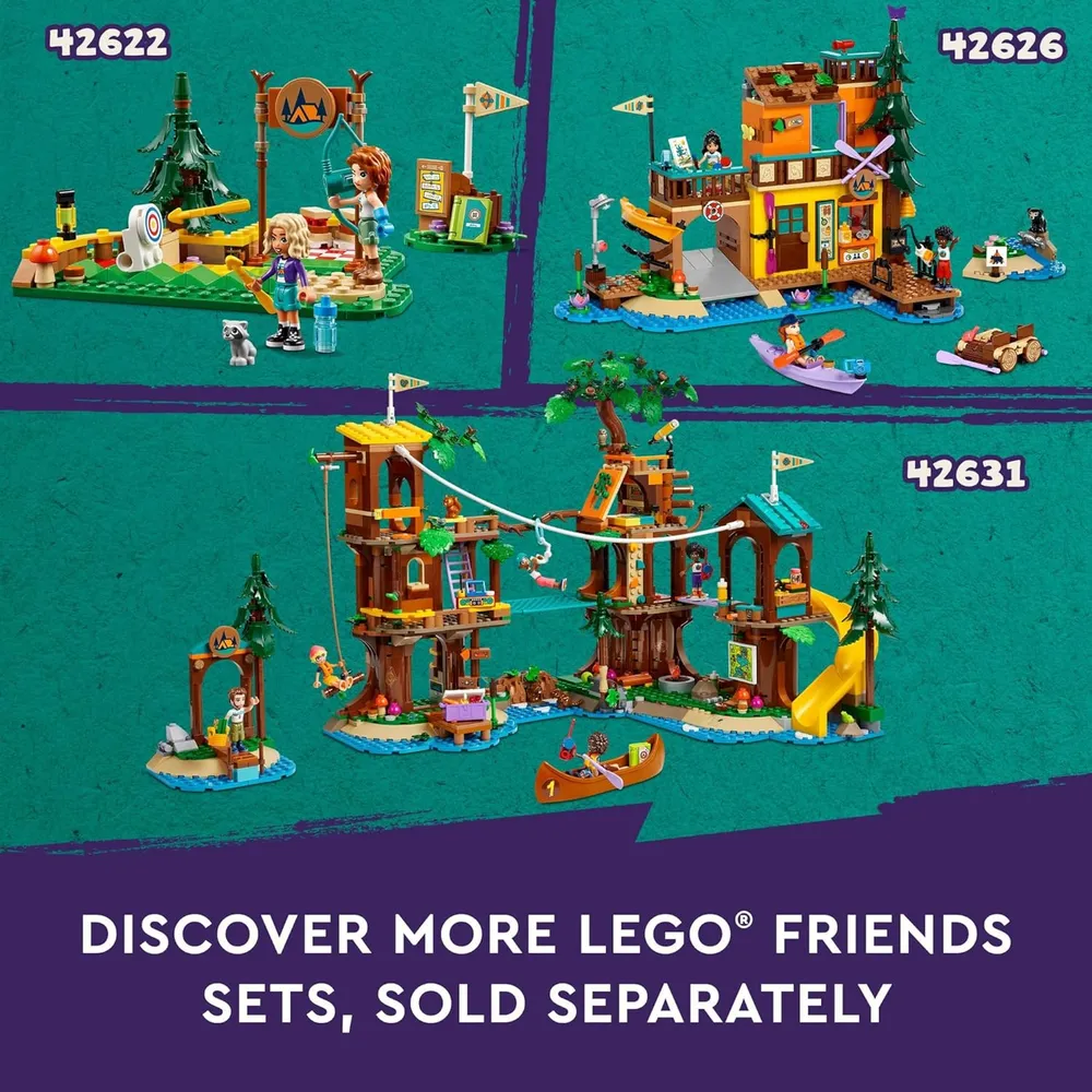 Lego Friends Campamento de Aventuras, Cabañas Acogedoras, mini muñecas y zorro