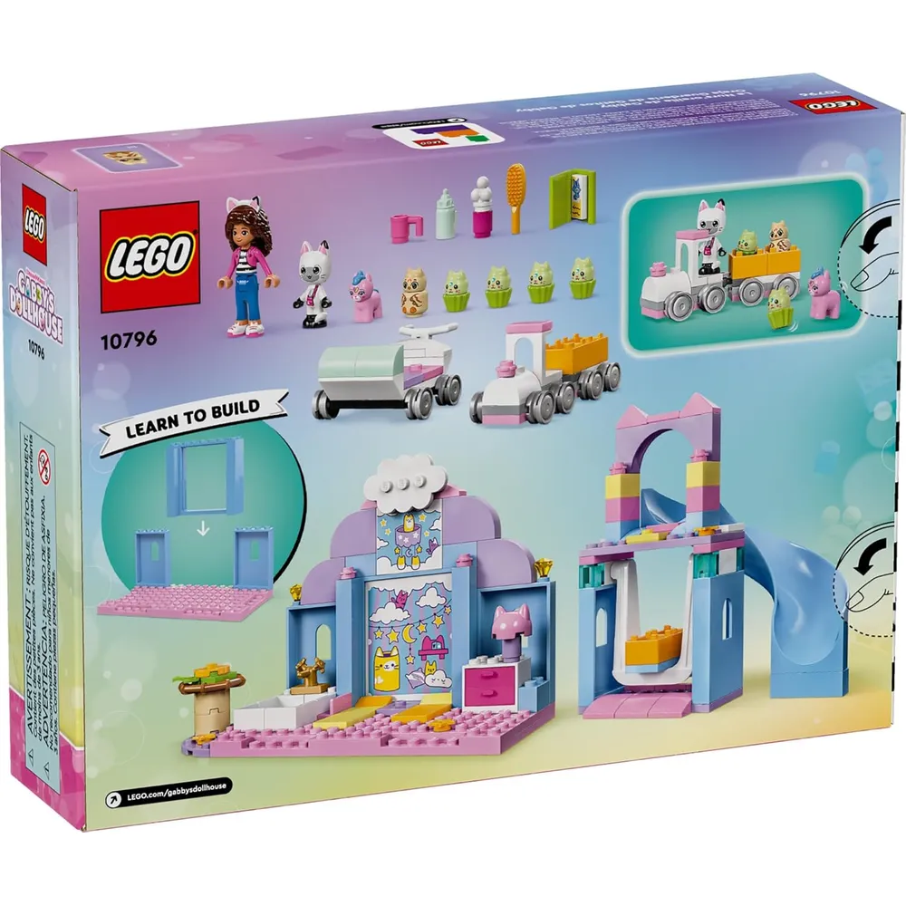 Lego Gabby's Dollhouse, set de juego de mascotas con coche rosa, tobogán y figuras