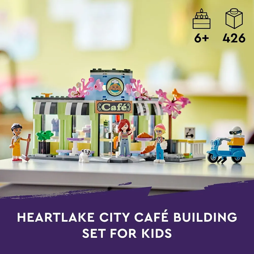 Lego Friends Cafetería de Heartlake City, set de panadería con mini muñecas y perro