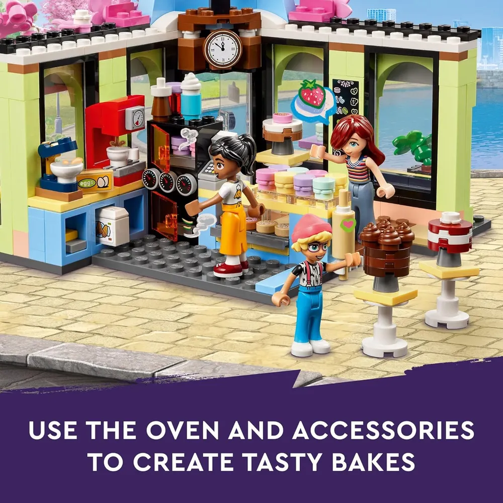 Lego Friends Cafetería de Heartlake City, set de panadería con mini muñecas y perro