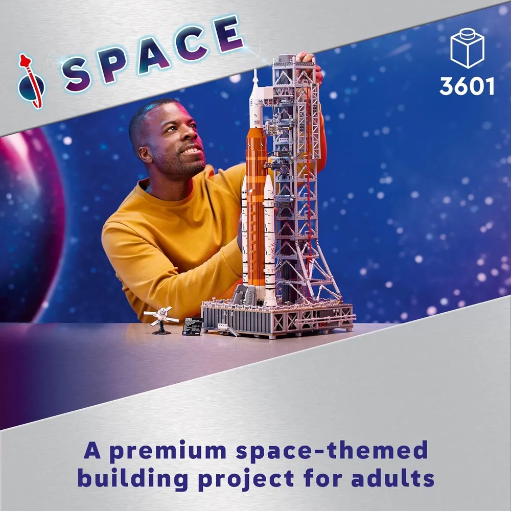 Lego Icons NASA Artemis, sistema de lanzamiento espacial, cohete para armar