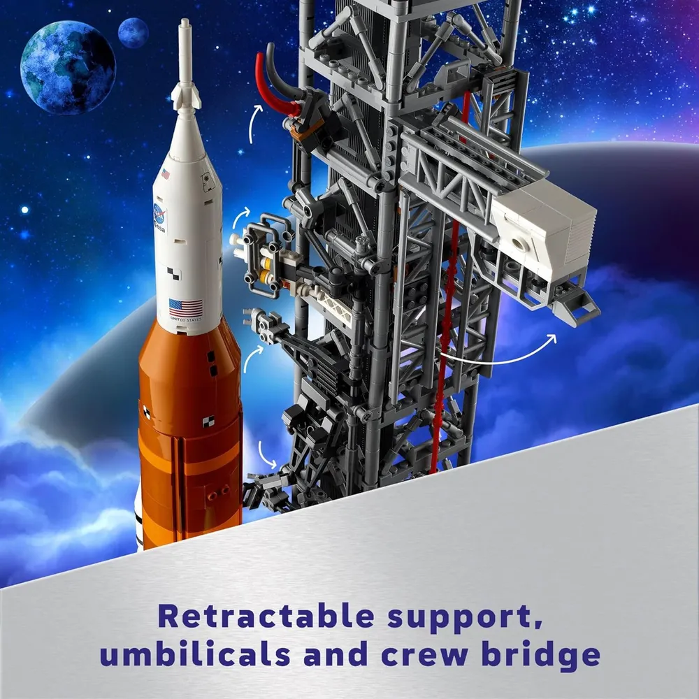 Lego Icons NASA Artemis, sistema de lanzamiento espacial, cohete para armar