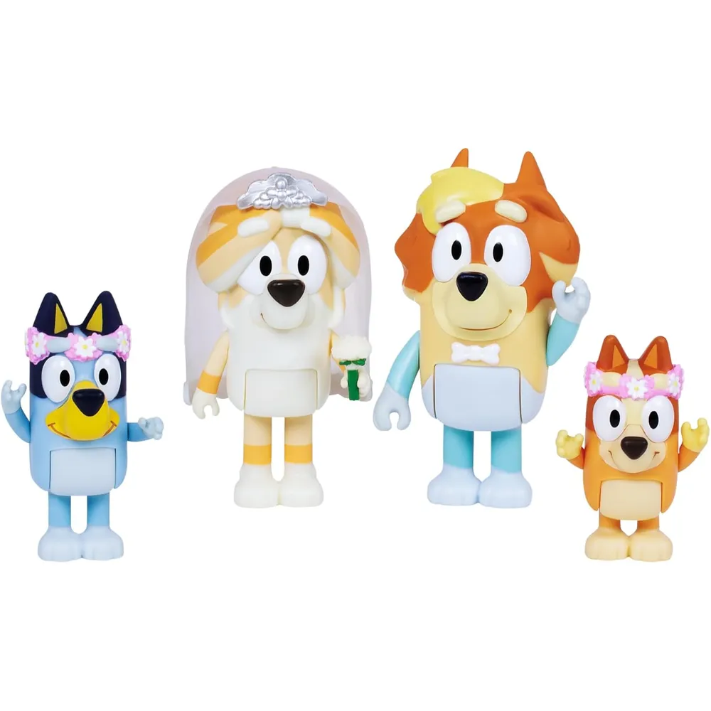 BLUEY pack 4 figuras boda 6-7 cm articuladas