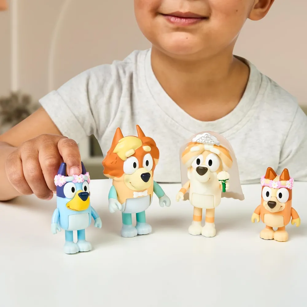 BLUEY pack 4 figuras boda 6-7 cm articuladas