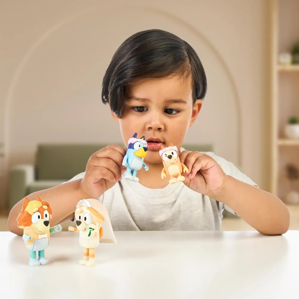 BLUEY pack 4 figuras boda 6-7 cm articuladas