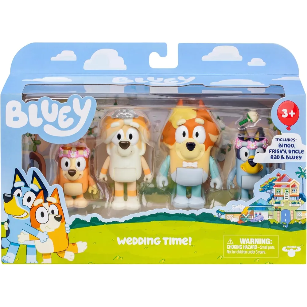 BLUEY pack 4 figuras boda 6-7 cm articuladas