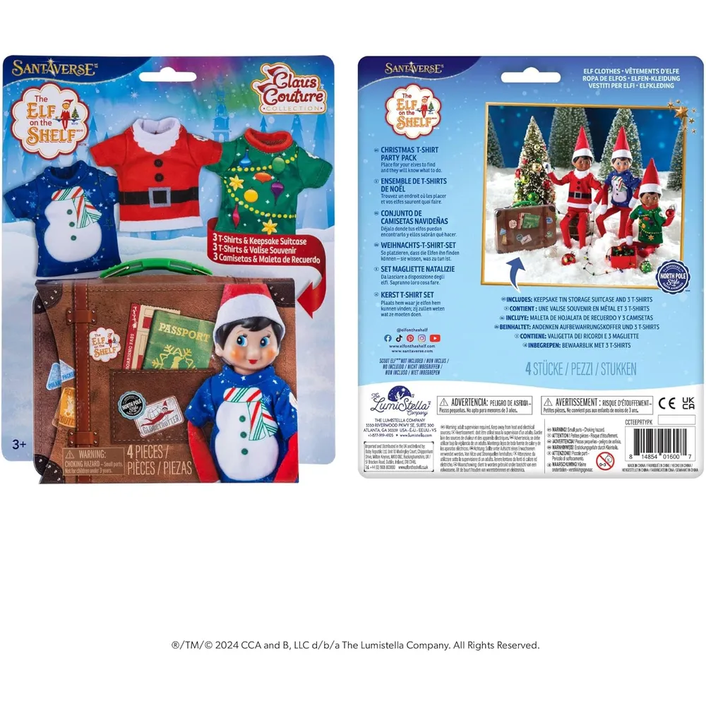The Elf on the Shelf accesorios Claus Couture set 3 camisetas festivas
