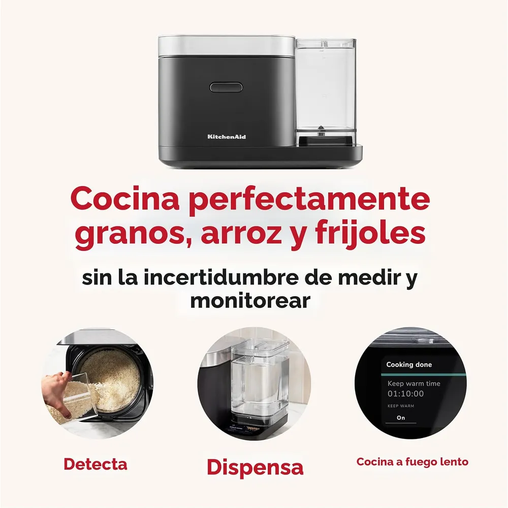 KITCHENAID, OLLA PARA CEREALES Y ARROCERA 8 QT / 7.6 L CON ESCALA AUTOMÁTICA | NEGRO