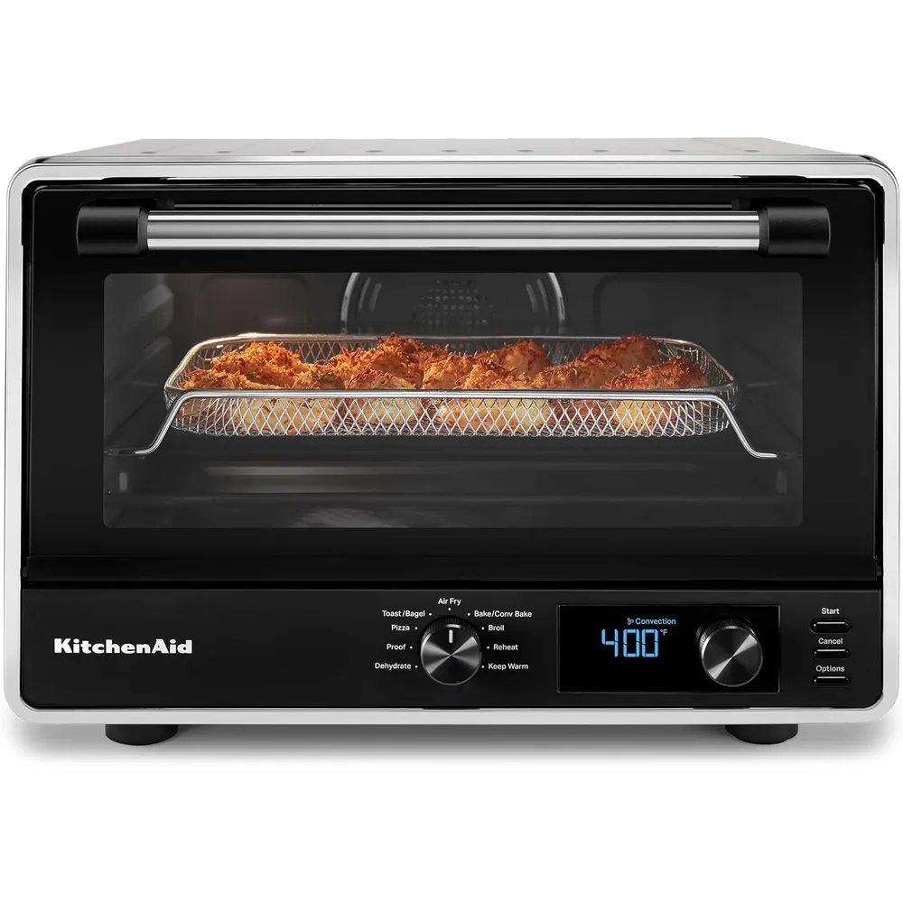 KITCHENAID, HORNO DE ENCIMERA DIGITAL Y PIEDRA PARA PIZZA | GRIS