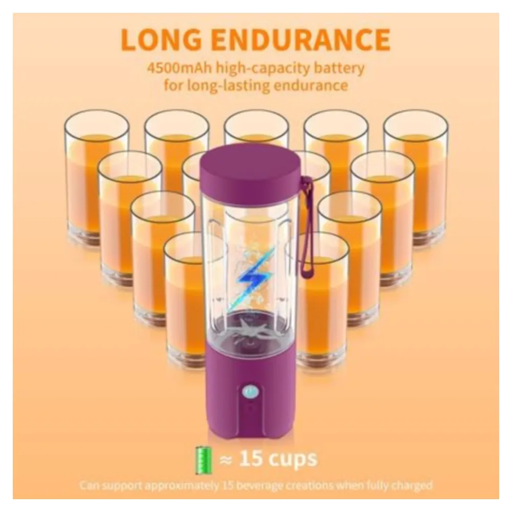 LICUADORA PORTÁTIL CON VASO DE 20OZ USB 4500MAH MORADO