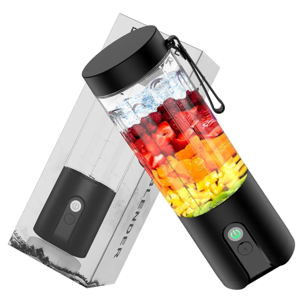 LICUADORA PORTÁTIL CON VASO DE 20OZ USB 4500MAH NEGRO