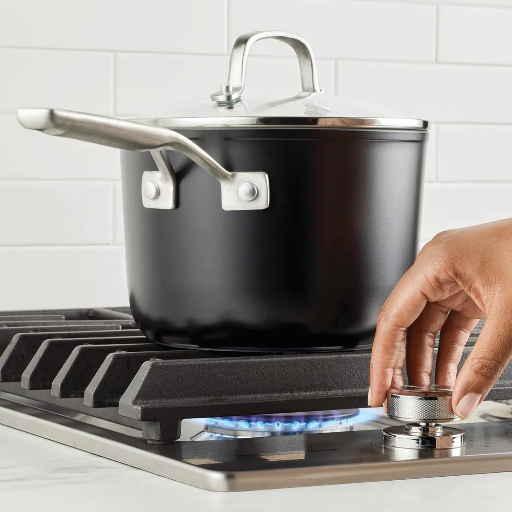 KitchenAid sartén cerámica anodizada dura 3 qt / 2.8 l con tapa | Negro mate