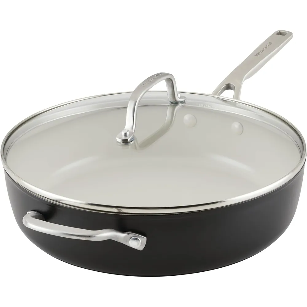 KitchenAid sartén cerámica anodizada dura 5 qt / 4.7 l con tapa | Negro mate