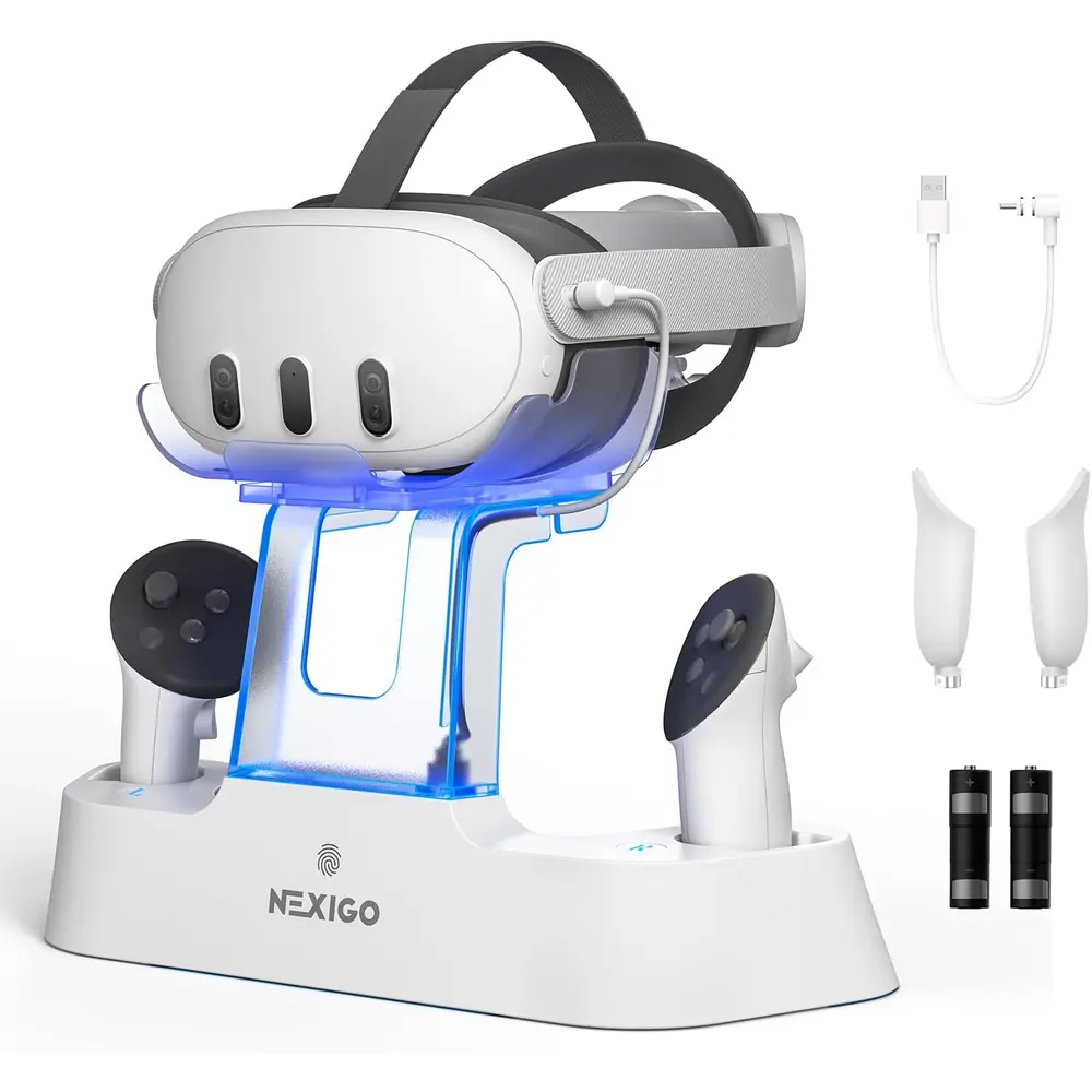BASE DE CARGA NEXIGO | PARA META QUEST 3 CON LUZ LED