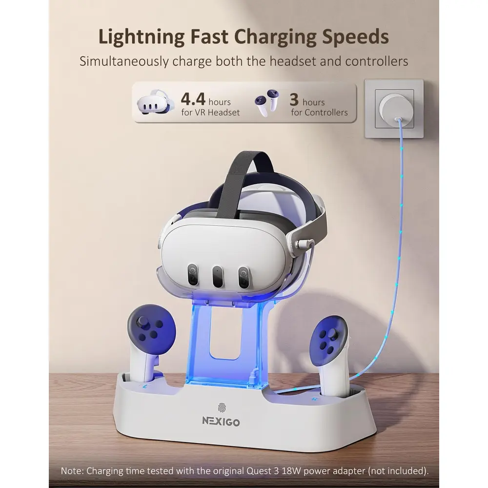 BASE DE CARGA NEXIGO | PARA META QUEST 3 CON LUZ LED