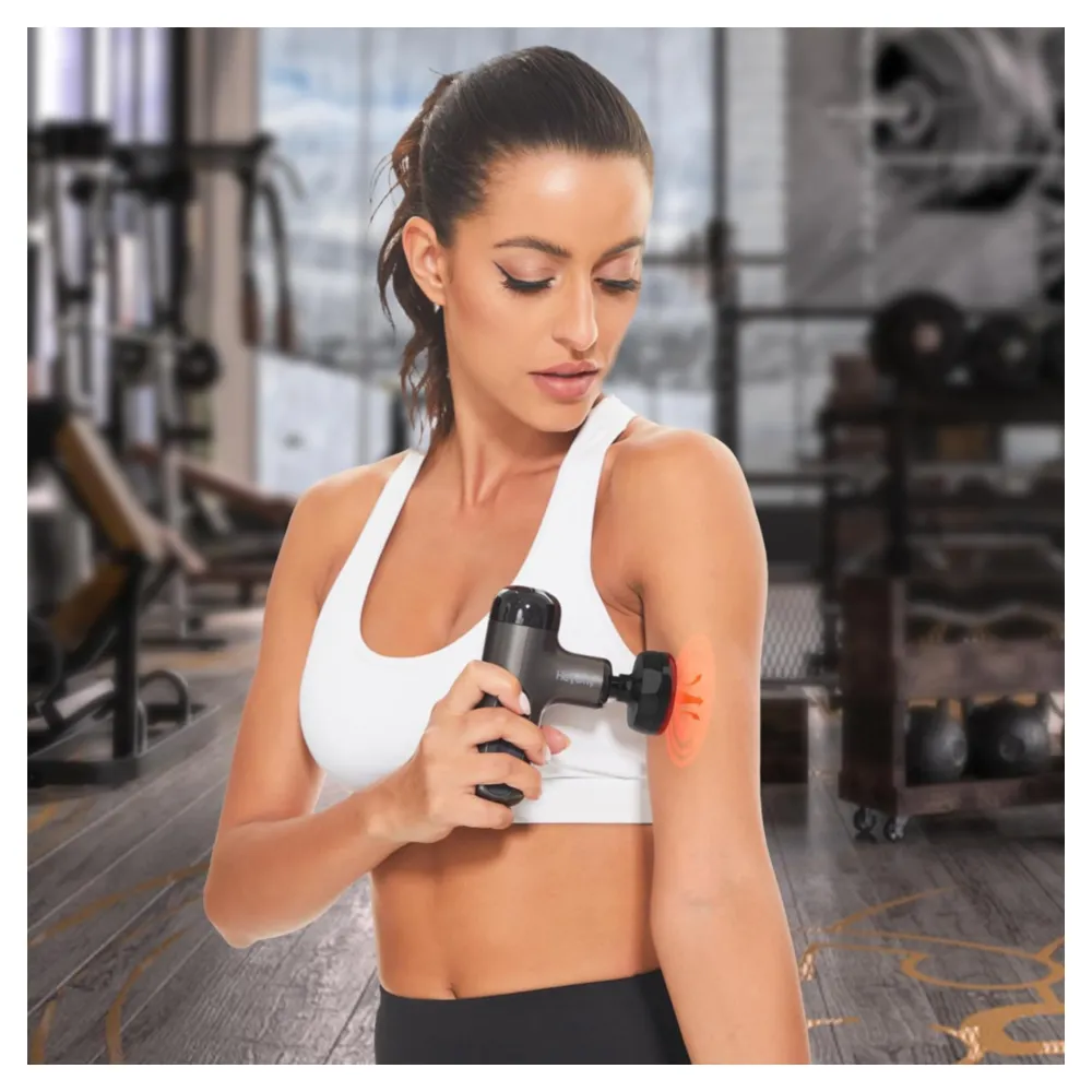 MINI PISTOLA DE MASAJE PORTÁTIL CON CALOR, IDEAL PARA ATLETAS