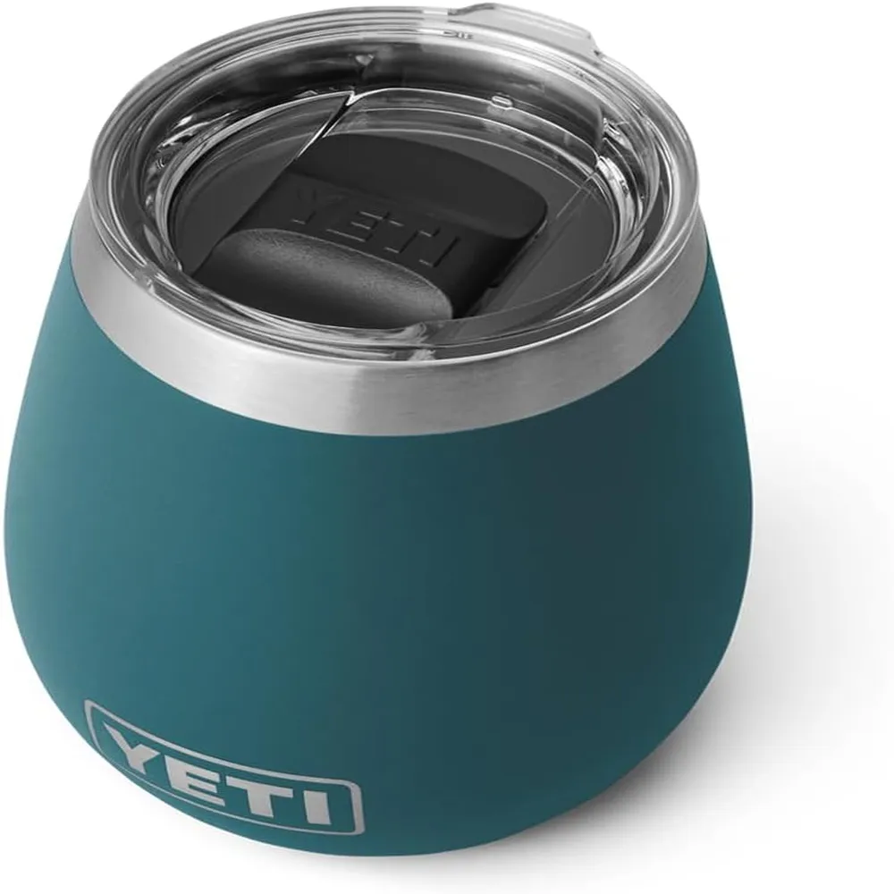 YETI Rambler Vaso de vino de 10 oz de acero inoxidable con tapa MagSlider color verde jade