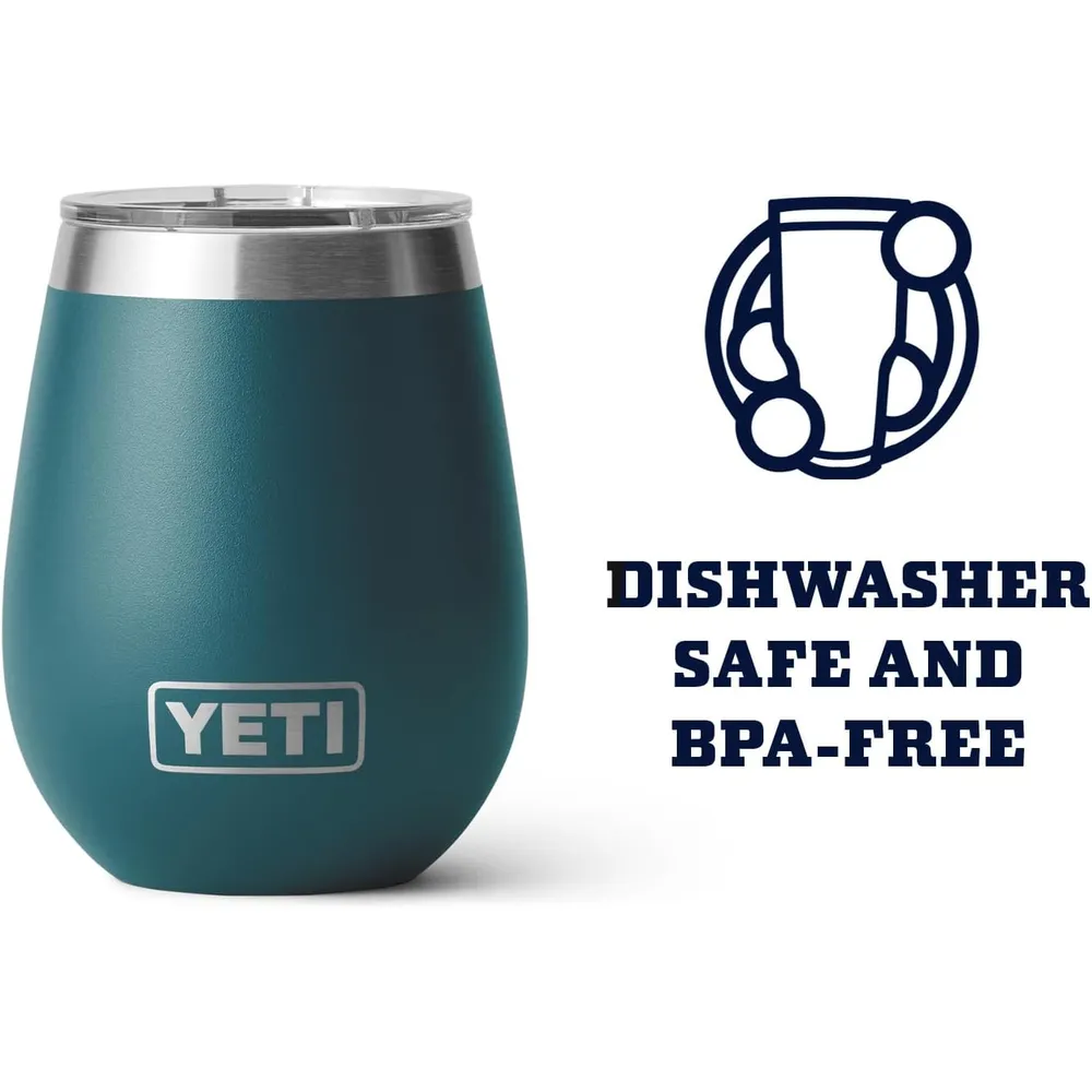 YETI Rambler Vaso de vino de 10 oz de acero inoxidable con tapa MagSlider color verde jade