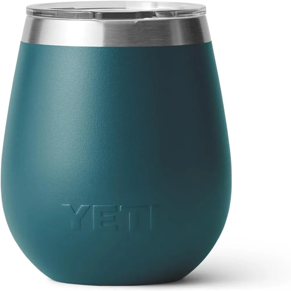 YETI Rambler Vaso de vino de 10 oz de acero inoxidable con tapa MagSlider color verde jade