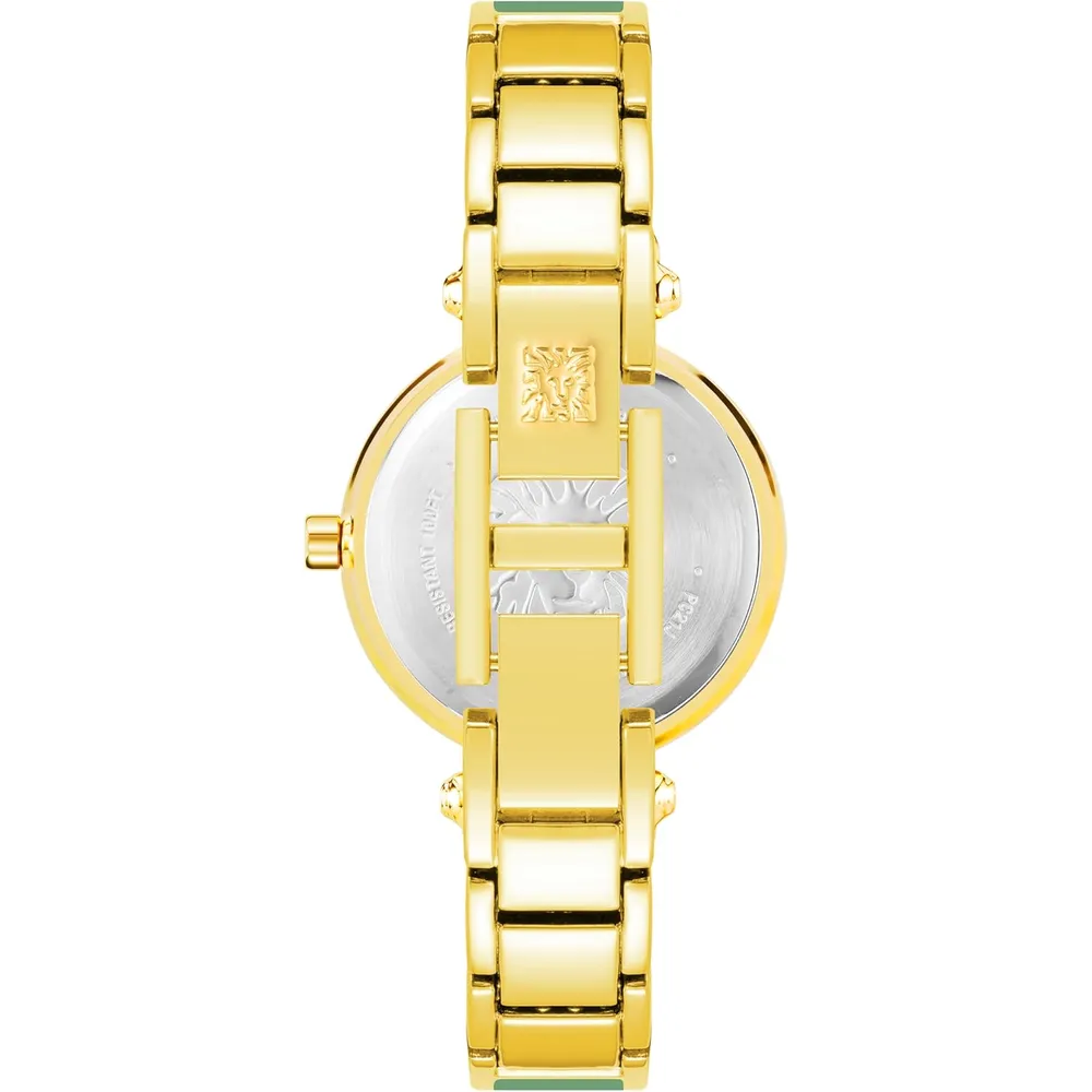 Anne Klein AK/1980BKGB reloj para mujer con diamante y pulsera tipo brazalete | 28 mm - Verde oliva/dorado