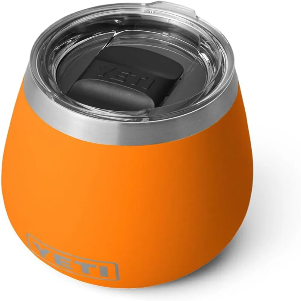 YETI Rambler Vaso de vino de 10 oz de acero inoxidable con tapa MagSlider color naranja
