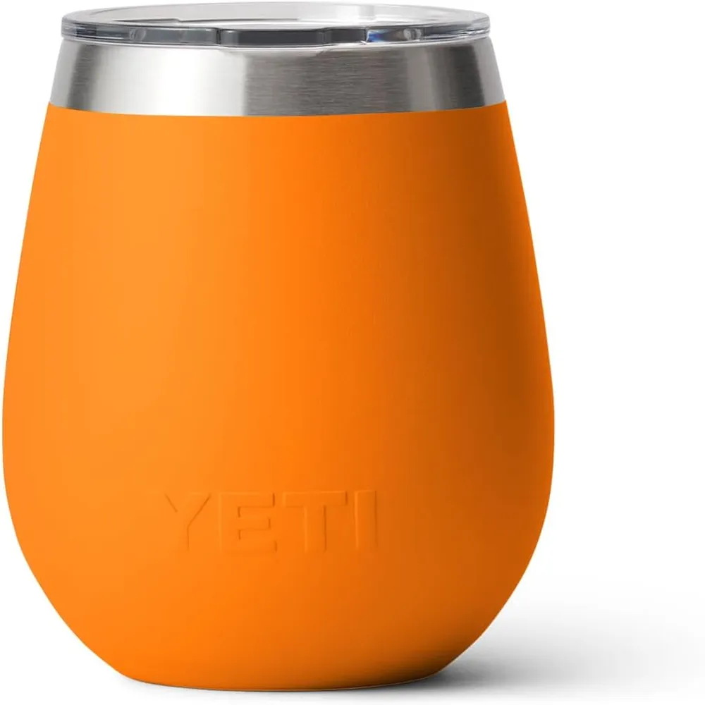 YETI Rambler Vaso de vino de 10 oz de acero inoxidable con tapa MagSlider color naranja