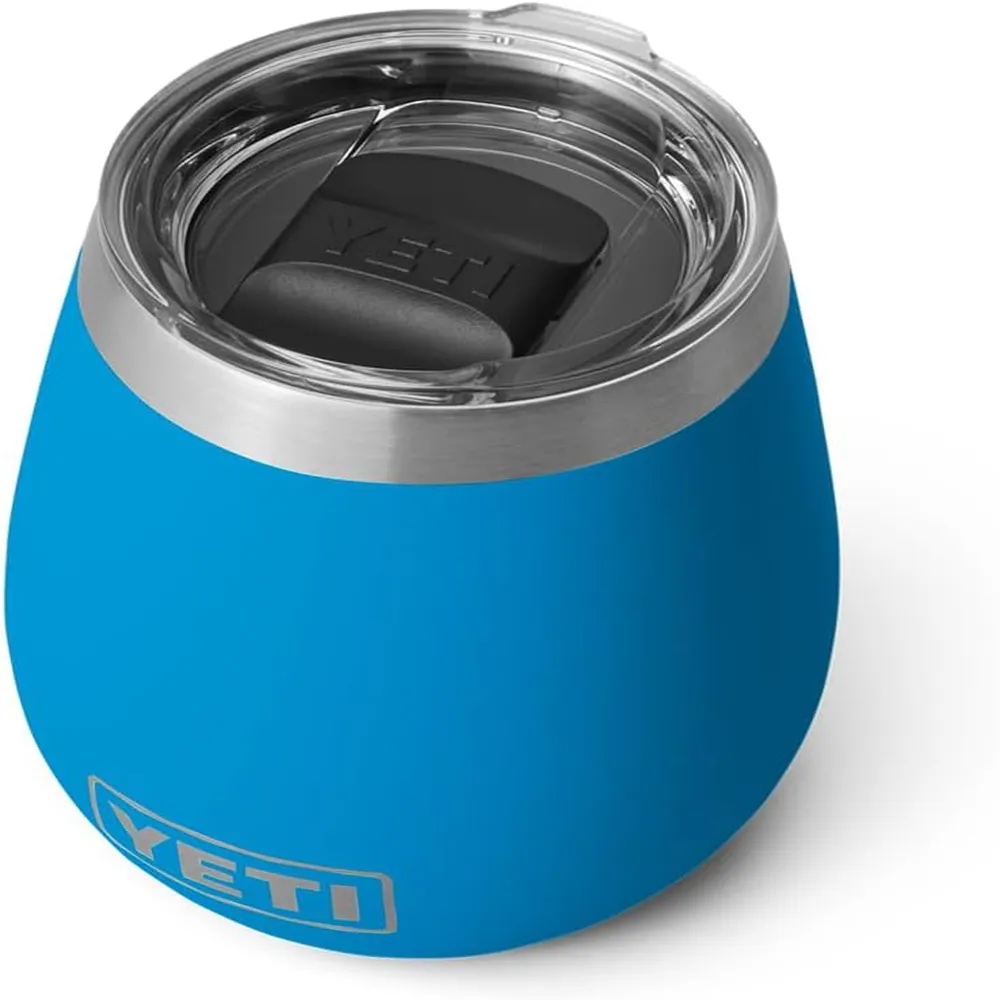 YETI Rambler Vaso de vino de 10 oz de acero inoxidable con tapa MagSlider color azul